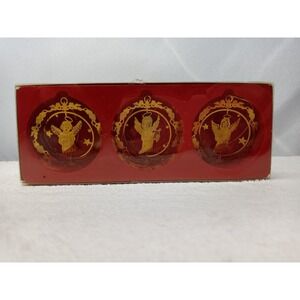VTG Solid Brass Classic Collection Angel Ornaments Set of 3 Christmas Gold Boxed